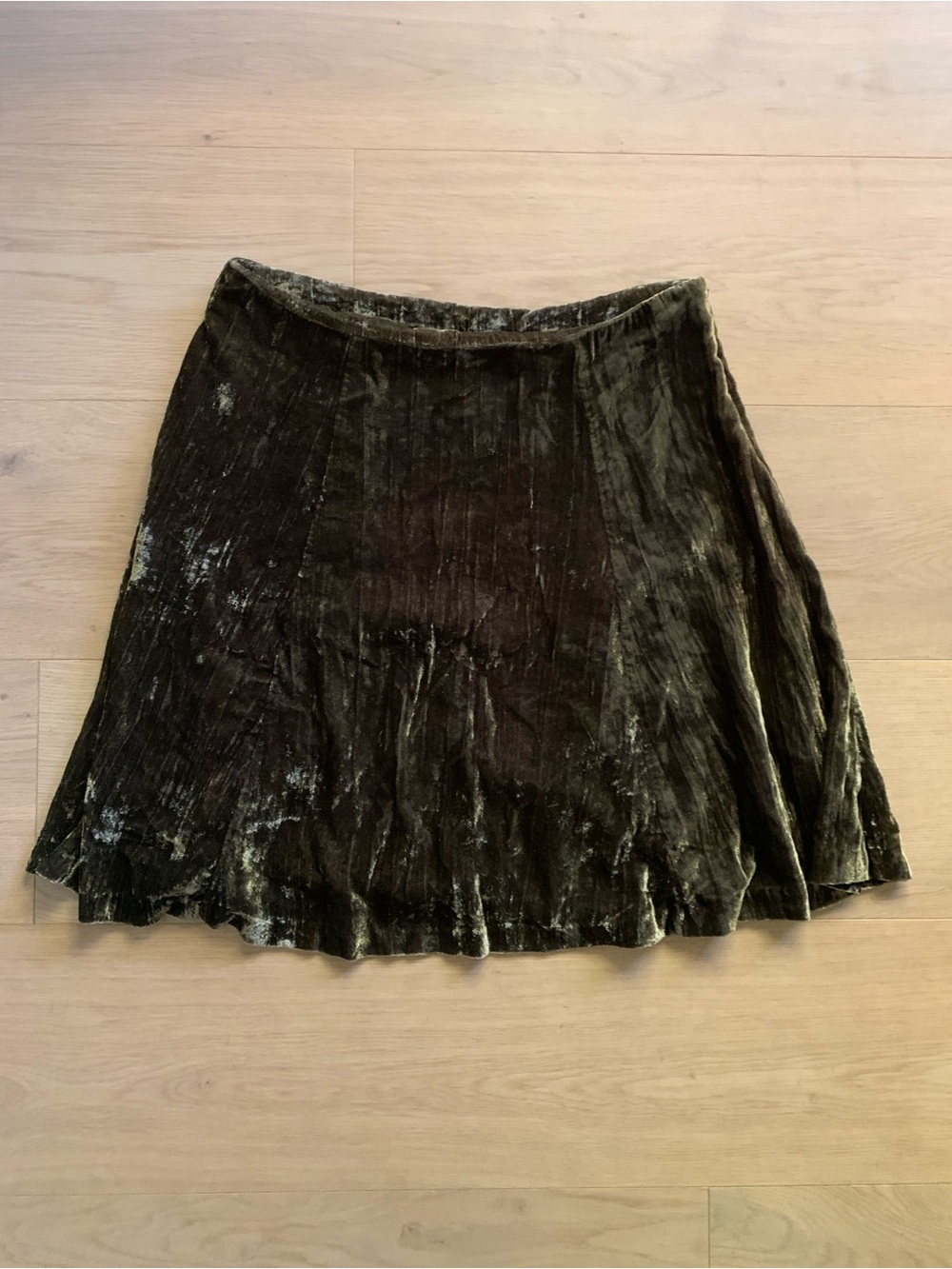Maeve for Anthropologie Green Crushed Velvet Circle Skirt Women’s 8 A-Line